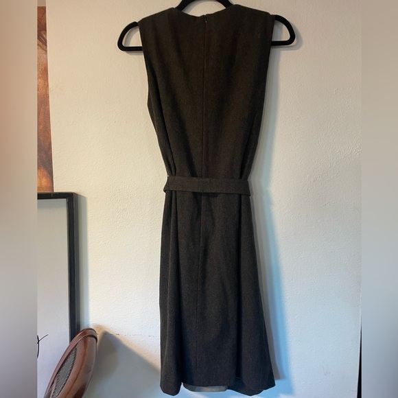 VTG Rene Lezard Gray Sleeveless Tie Waist Wool Dress - Picture 2 of 5